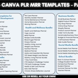 15,000+ Canva Templates Bundle PLR MRR – Editable Planners, Journals & Trackers