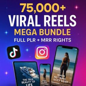 75,000+ Viral Reels Mega Bundle PLR MRR – Canva Editable Social Media Content Pack